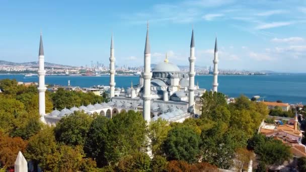 Santa Sofia Mesquita Azul Distrito Sultanahmet Istambul Turquia Vista Aérea — Vídeo de Stock