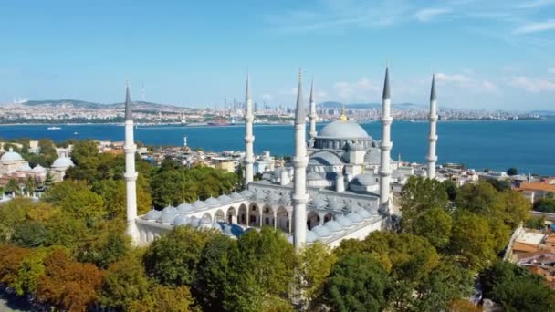 Hagia Sophia Blue Mosque Sultanahmet District Istanbul Turkey Aerial View — Stock Video