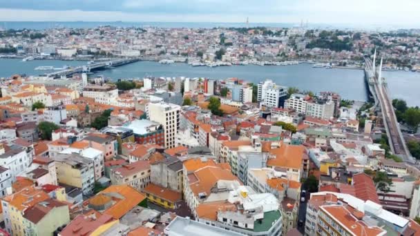 Pohled Istanbul Bospor Letecký Pohled Istanbulské Staré Město Okresy Karakoj — Stock video