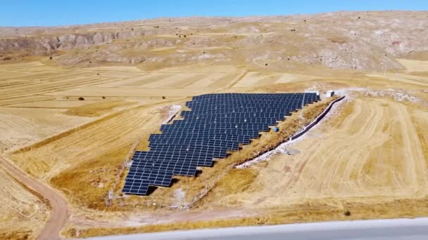 Solarmodul Reiht Sich Luftaufnahme Photovoltaik Module Kommen Vom Himmel Diagonale — Stockvideo