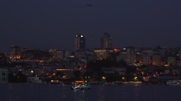 Nocny Widok Istambuł Wieża Galata Bosfor Bridge Morze Marmara Prom — Wideo stockowe