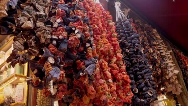 Stall Various Dried Fruits Grand Bazaar Istanbul Turkey Colours Local — Stock Video