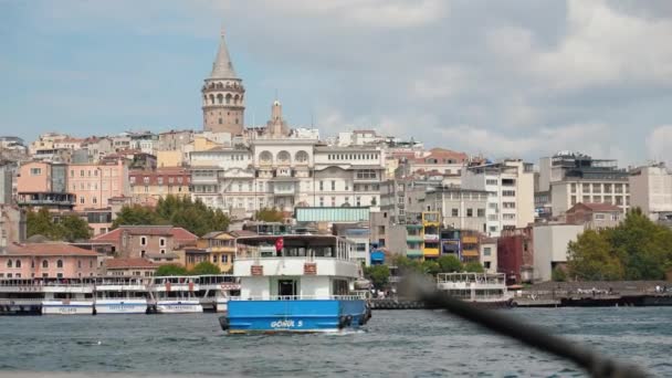 Stadtbild Mit Galata Turm Über Dem Goldenen Horn Istanbul Türkei — Stockvideo