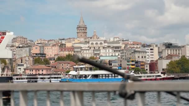 Paesaggio Urbano Con Torre Galata Sopra Corno Oro Istanbul Turchia — Video Stock