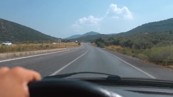 Vista Primera Persona Del Coche Carretera Asfalto Través Del Parabrisas — Vídeo de stock
