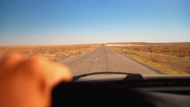 First Person View Car Dirt Rural Road Windshield Car Driver — Stock Video