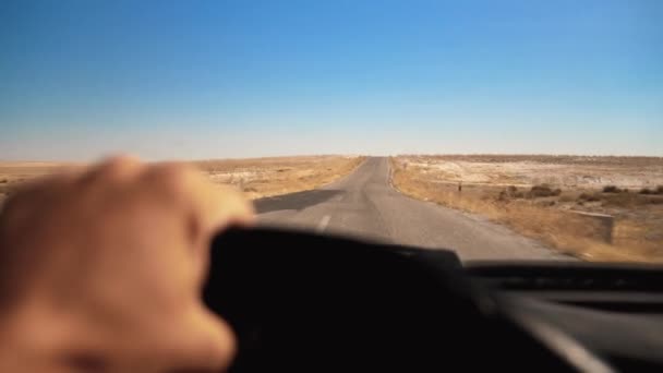 First Person View Car Dirt Rural Road Windshield Car Driver — Stock Video