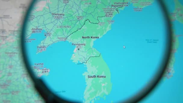 Μπατουμη Γεωργια Ιανουαριου 2024 Βόρεια Κορέα Νότια Κορέα Μέσω Μεγεθυντικού — Αρχείο Βίντεο