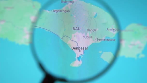 Batumi Georgia Enero 2024 Indonesia Bali Través Lupa Pantalla Google — Vídeos de Stock