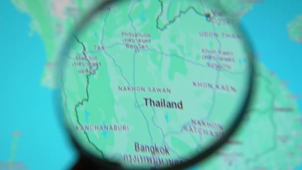 Batumi Georgia Ocak 2024 Tayland Bangkok Google Earth Ekranında Büyüteç — Stok video