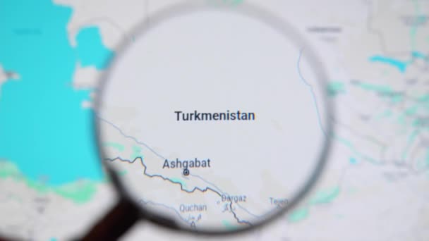Batumi Georgia Januari 2024 Turkmenistan Ashgabat Door Vergrootglas Google Earth — Stockvideo