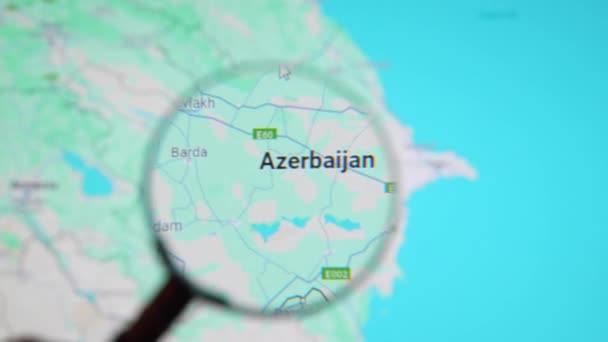 Batumi Georgia Enero 2024 Azerbaiyán Través Lupa Pantalla Google Earth — Vídeos de Stock