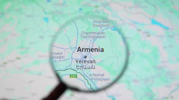 Batumi Georgia Styczeń 2024 Armenia Erywań Przez Szkło Powiększające Ekranie — Wideo stockowe