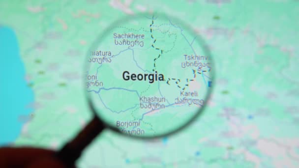 Batumi Georgien Januari 2024 Georgien Genom Förstoringsglas Google Earth Skärmen — Stockvideo