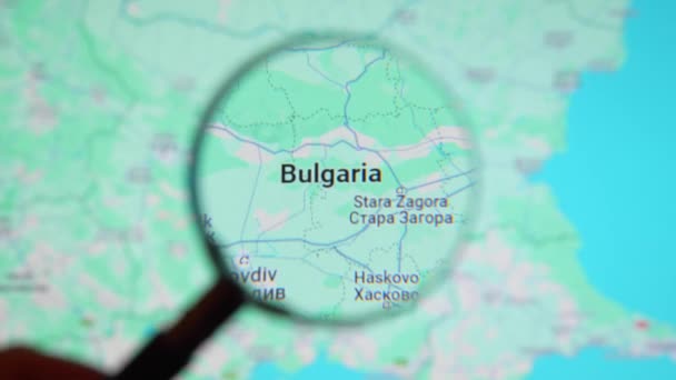 Batumi Georgien Januari 2024 Bulgarien Genom Förstoringsglas Google Earth Skärmen — Stockvideo