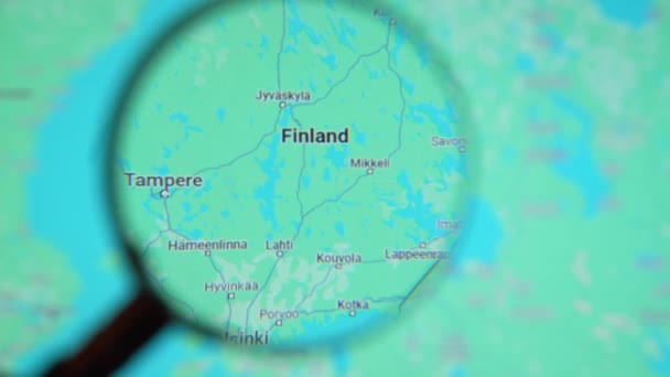 Batumi Georgien Januari 2024 Finland Helsingfors Genom Förstoringsglas Google Earth — Stockvideo