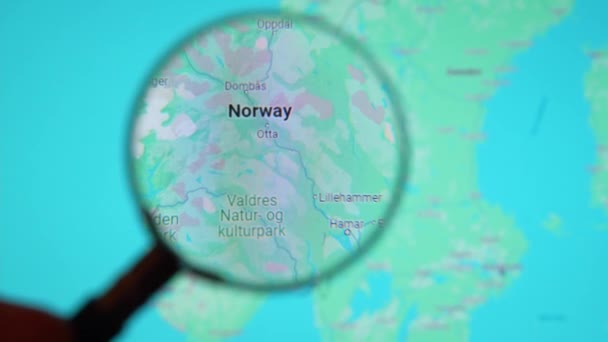 Batumi Georgia January 2024 Norway Oslo Magnifying Glass Google Earth — Stock Video