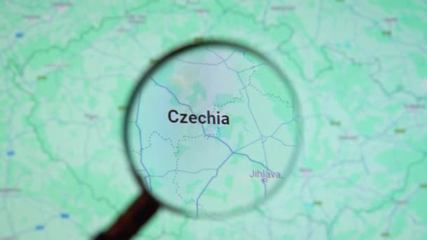 Batumi Georgia Styczeń 2024 Czechy Przez Lupę Ekranie Google Earth — Wideo stockowe