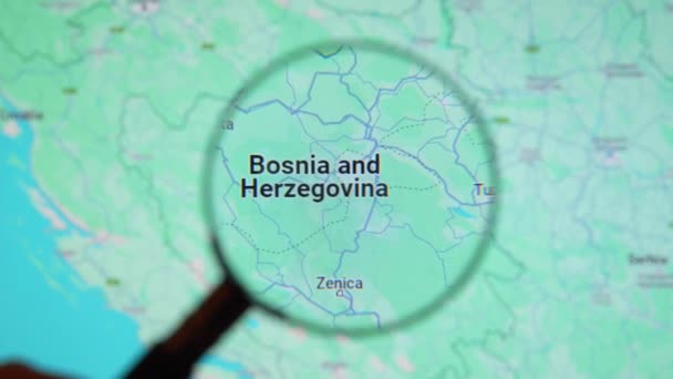Batumi Georgien Januar 2024 Bosnien Und Herzegowina Durch Lupe Auf — Stockvideo