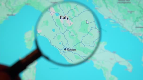 Batumi Georgien Januari 2024 Italien Rom Genom Förstoringsglas Google Earth — Stockvideo