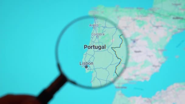 Batumi Georgia Janeiro 2024 Portugal Lisboa Através Lupa Tela Google — Vídeo de Stock