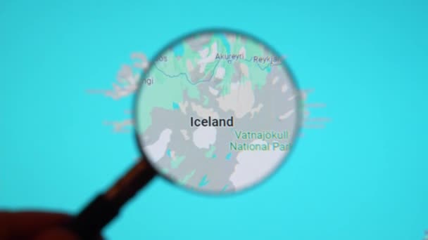 Батуми Грузия Января 2024 Года Исландия Через Лупу Экране Google — стоковое видео
