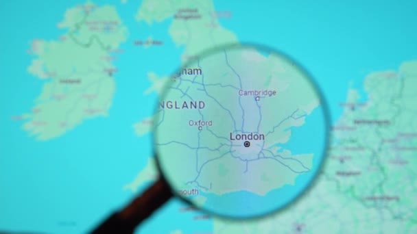 Batumi Georgia Januari 2024 Engeland Londen Door Vergrootglas Google Earth — Stockvideo