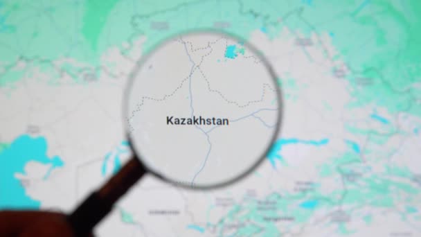 Batumi Georgia Januari 2024 Kazachstan Door Vergrootglas Google Earth Scherm — Stockvideo