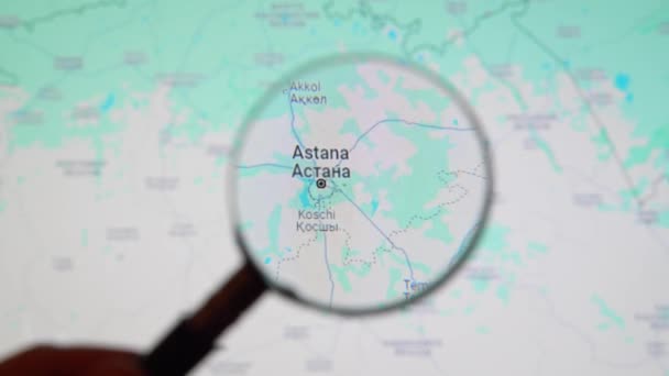Batumi Georgia Června 2024 Kazachstán Astana Přes Lupu Google Earth — Stock video