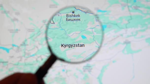 Batumi Georgia Januari 2024 Ktrgistan Bishkek Door Vergrootglas Google Earth — Stockvideo
