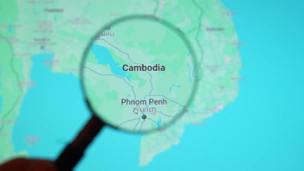 Батуми Грузия Января 2024 Года Камбоджа Пномпень Через Увеличительное Стекло — стоковое видео