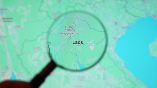 Batumi Georgien Januar 2024 Laos Durch Lupe Auf Google Earth — Stockvideo