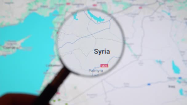 Batumi Georgien Januar 2024 Syrien Durch Lupe Auf Google Earth — Stockvideo