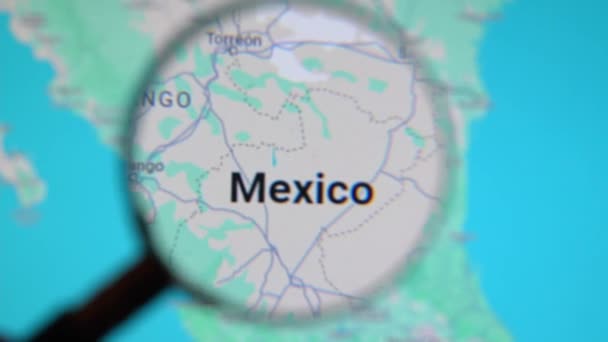 Batumi Georgia Enero 2024 México Través Lupa Pantalla Google Earth — Vídeo de stock