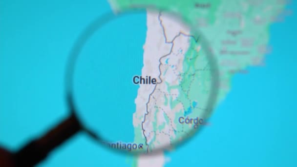 Batumi Georgia January 2024 Chile Magnifying Glass Google Earth Screen — Stock Video