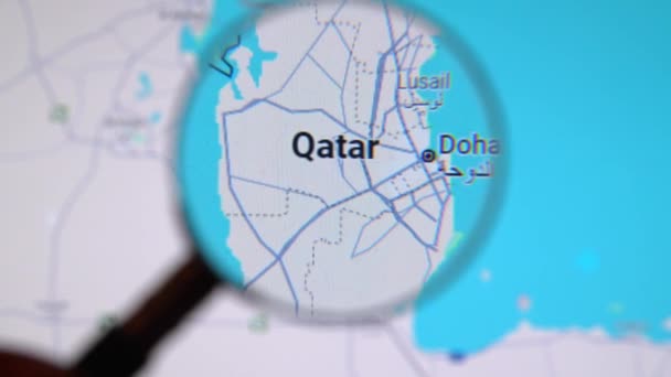 Batumi Georgia Ocak 2024 Katar Doha Google Earth Ekranında Büyüteç — Stok video
