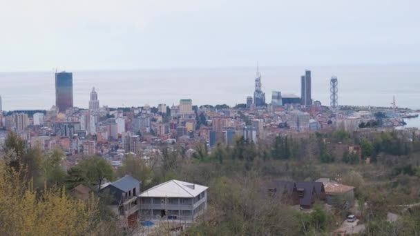 Вид Батуми Высоты Птичьего Полета Солнечный День Проезд Грузию Зеленые — стоковое видео