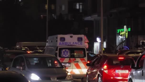Batumi Adjara Georgia April 2024 Ambulance File Nachts Met Sirene — Stockvideo