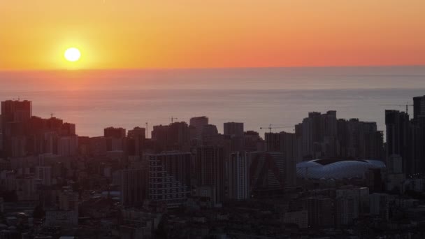 Batumi Georgia Bovenaanzicht Bij Zonsondergang Batumi Vanaf Observatiedek Prachtige Dramatische — Stockvideo