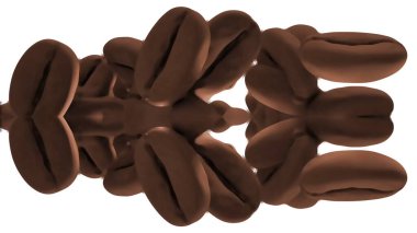 Tahta Masa üzerindeki 3 boyutlu kahve çekirdeği.