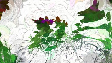 Kırmızı Çiçekler Botanik Dijital Hazırlama