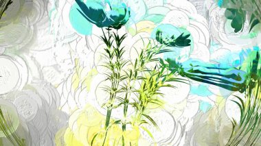 Mavi Çiçekler Botanik Dijital Hazırlama