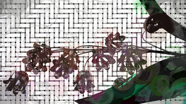 Botanical Grid Art Flowers Digital Rendering — стоковое фото
