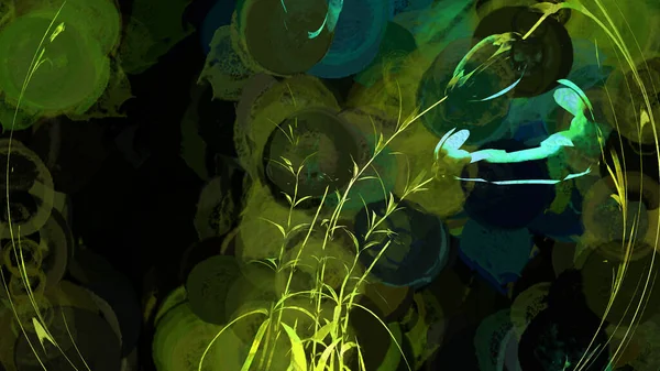 蓝花植物数码渲染 — 图库照片