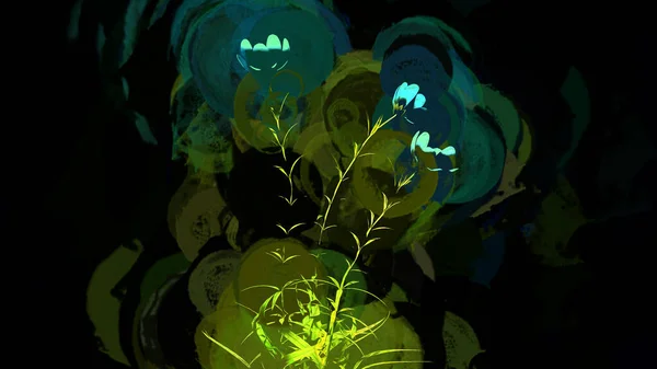 Blå Blomster Botanisk Digital Rensing – stockfoto