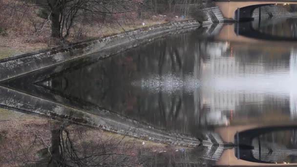 公园中的池塘 有水纹和反光 — 图库视频影像