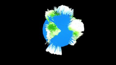 Dünya Dönen 3D Gezegeni Şeffaf Görüntüleme 