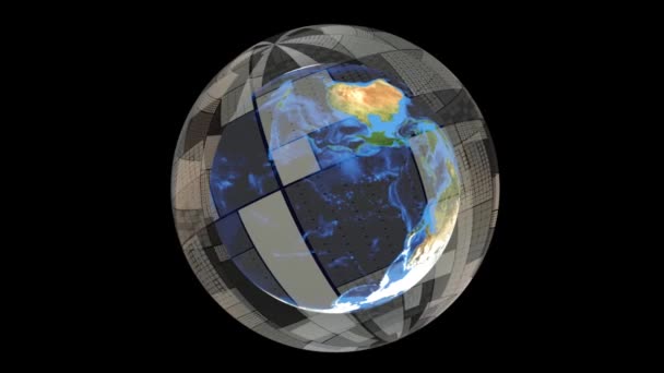 Planeet Aarde Draaiende Digitale Rendering Met Transparante Achtergrond — Stockvideo