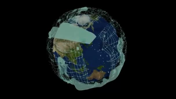 Планета Земля Вращающаяся Цифровая Рендеринг Прозрачным Фоном — стоковое видео