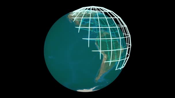 Planet Erde Dreht Digitale Rendering Mit Transparentem Hintergrund — Stockvideo